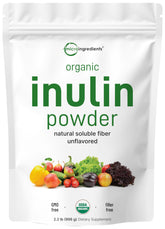 Front packaging of Micro Ingredients Organic Inulin FOS Fiber Powder 2.2 lb